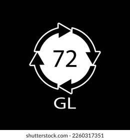 Brown Glass recycling code 72 GL. Vector illustration