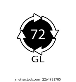 Brown Glass recycling code 72 GL. Vector illustration