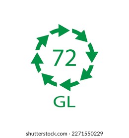 Brown Glass recycling code 72 GL. Vector illustration