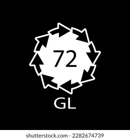 Brown Glass recycling code 72 GL. Vector illustration