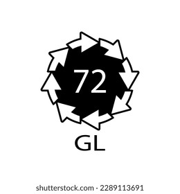 Brown Glass recycling code 72 GL. Vector illustration