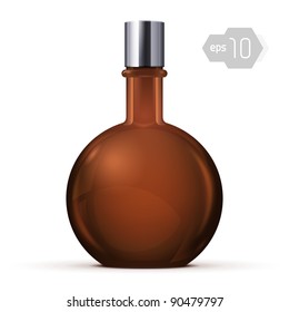 Brown Glass Round Alcohol Bottle Or Perfume Bottle