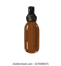 Frasco de spray de vidrio marrón. Objeto cosmético vectorial aislado en blanco. 