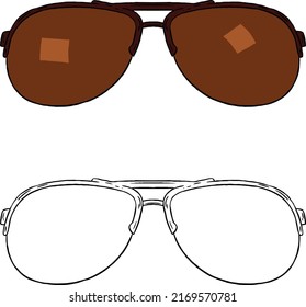 Ilustración vectorial de gafas marrones. Perfecto para la práctica de colorear, dibujar, imprimir, papel pintado, imprimir, tarjetas, etc.