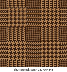 Brown glen check pattern. Stylish hounds tooth checkered plaid.