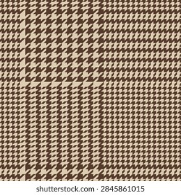 Brown Glen Check Seamless Pattern, Warm Plaid Textile Background, Vector
