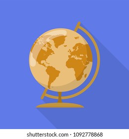 Brown globe icon. Flat illustration of brown globe vector icon for web design