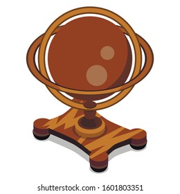 Brown globe. Vector isometric illustration.