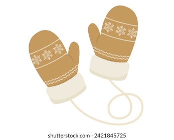 Brown gloves with laces vector illustration