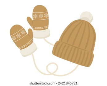 brown gloves and winter hat