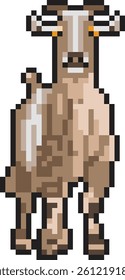 Brown Goat with 2 horn, pixel art style 50px, illustration 10eps