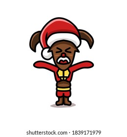 brown goat celebrating christmas ilustration art