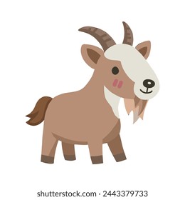 brown goat with long horns