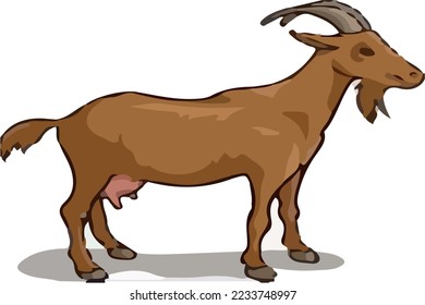 vectores de cabra marrón cuerno grande