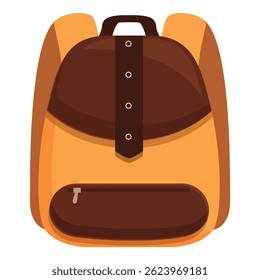 Mochila marrom e dourado pronta para a escola, com sotaques de couro e um fecho de zíper seguro
