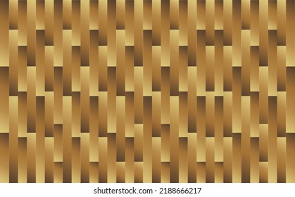 Brown and gold gradient colored wood parquet pattern made from gradient colored rectangle vector pattern. Background for wallpaper, banner, cover, card, backdrop, and prints.