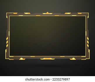 Brown and gold live stream overlay webcam screen video interface panel for gaming and streaming