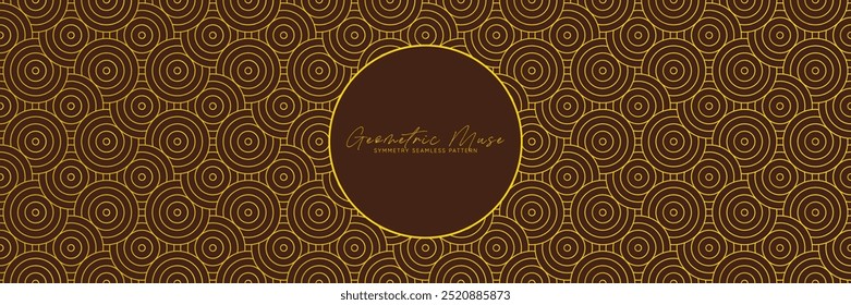 Brown and gold seamless geometric pattern with concentric circles. Elegant abstract vector design for luxurious backgrounds and decorative motifs.