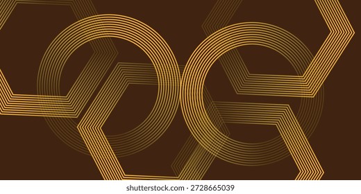Hexagones de tecnología de oro marrón, Ilustración vectorial.