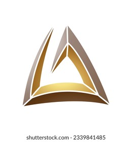 Brauner und goldener Dreiecksgeister Buchstabe A Symbol auf weißem Hintergrund