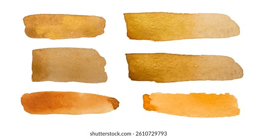 Brown gold watercolor brush strokes