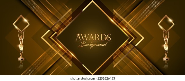 Brown Golden Award Background. Lines Frame Corner. Elegant Shine Modern Stripe Template Arrow Luxury Premium Corporate Abstract Design Template Banner Certificate. Square Diamond Shape Layout Style.