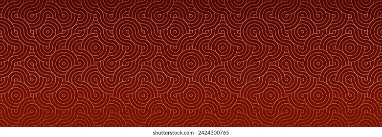 Brown and Golden Ornament Pattern: Traditional Asian Vector Design, Festive Geometric Motif in Retro Style, Seamless Textile Background