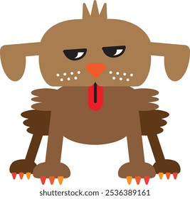 Brown goofy dog in flat 2D vector style