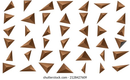 Piedras 3d de gradiente marrón sobre el fondo blanco. Ilustración vectorial.