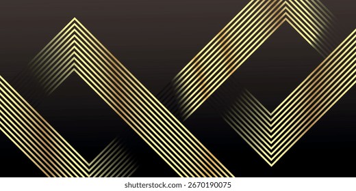 Fundo abstrato gradiente castanho com listras douradas cintilantes. Conceito de estilo de linha luxuoso para capas de web, folhetos, cartões ou brochuras.