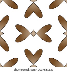 Brown gradient heart and rhombus seamless pattern