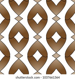 Brown gradient ovals and rhombuses seamless pattern