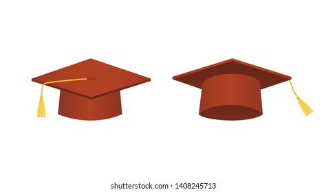 Brown Graduation Cap Isolated On White Stock Vector (Royalty Free ...