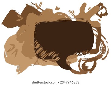 Brown graffiti speech bubble. Abstract modern Messaging sign street art decoration, Discussion icon performed in urban painting style.
