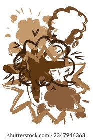 Brown graffiti speech bubble. Abstract modern Messaging sign street art decoration, Discussion icon performed in urban painting style.