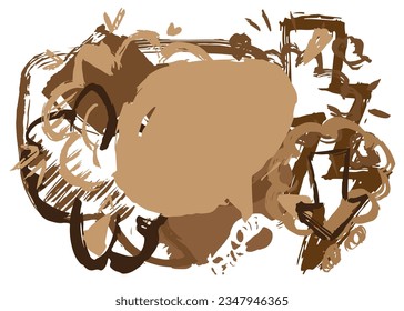 Brown graffiti speech bubble. Abstract modern Messaging sign street art decoration, Discussion icon performed in urban painting style.