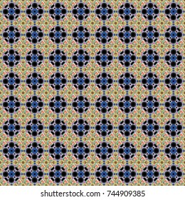 Brown, gray and black ethnic geometric motif seamless pattern in brown, gray and black on abstract background.