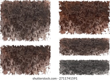 Conjunto de trazos de pincel de textura de suciedad de colores gris marrón