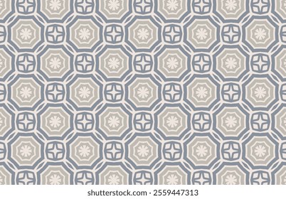 Brown and gray hexagonal decorative fabric design pattern
