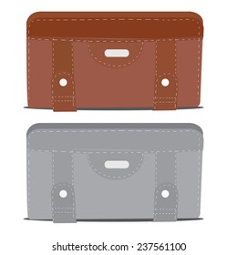 A brown  and gray leather wallet isolated on white background.