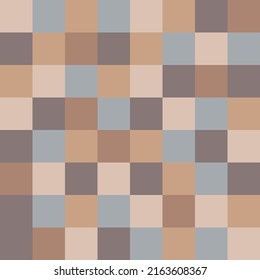 Brown and gray pixels for the interior. Can be seamless. Vector with a beige checkered plaid. The pattern is simple and interior. Minimal pattern for pillows, cups, wallpapers, cups, fabrics.