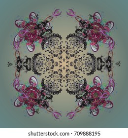 Brown, gray and purple snowflakes. Vector illustration. Cute design. Christmas background with snowflakes abstract background. Holiday design for Christmas, New Year fashion prints.