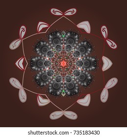 Brown, gray and white snow on brown, gray and white colors. Abstract wallpaper, wrapping decoration. Snowflake simple. Symbol of winter, Merry Christmas holiday, Happy New Year celebration Vector.
