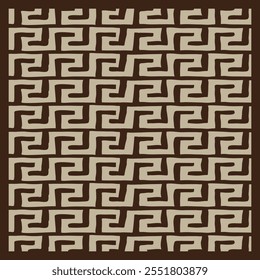 Brown Greek Key Geometric Pattern