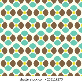 Brown and green Abstract blossom and small circle seamless pattern on pastel background. Vintage and sweet flower pattern for modern or graphic design.