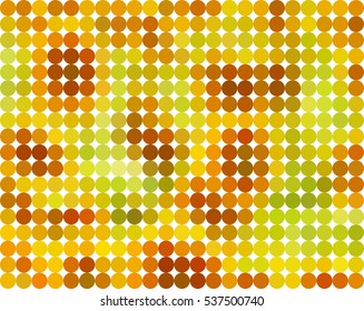 Brown and green background composed of dark and light rings in a row side by side and one below the other on a white background. Mosaic backdrop of geometric elements. Abstract circles pattern