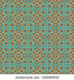 Brown, green and blue background texture. Vector illustration. Endless abstract seamless pattern.