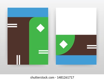 Brown, green, blue elements design for annual report, brochure, flyer, poster. Brown, green, blue background vector illustration for flyer, leaflet, poster. Business abstract A4 brochure template.