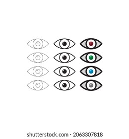 brown, green, blue and gray eyes. outline eye symbol