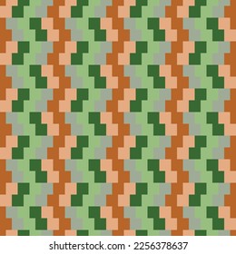 braune und grüne quadratische Geometrie auf nahtlosem Muster, Papier, Druck, Hintergrund